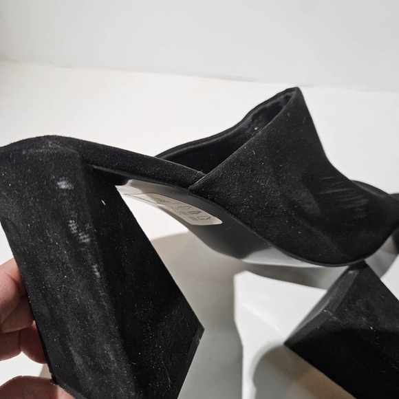 ASOS Design Nyla Heeled Mule Square Toe 8 Black Suede Slide Pump Sandal‎ - Picture 8 of 10